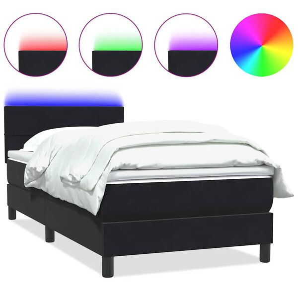 vidaXL &Kappa;&rho;&epsilon;&beta;ά&tau;&iota; Boxspring &mu;&epsilon; &Sigma;&tau;&rho;ώ&mu;&alpha; & LED &Mu;&alpha;ύ&rho;&omicron; 80x210 &epsilon;&kappa;. &Beta;&epsilon;&lambda;&omicron;ύ&delta;&iota;&nu;&omicron;
