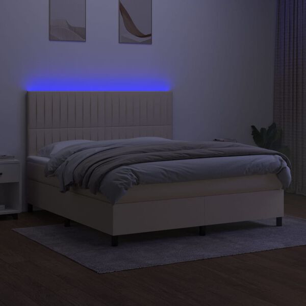 vidaXL &Kappa;&rho;&epsilon;&beta;ά&tau;&iota; Boxspring &mu;&epsilon; &Sigma;&tau;&rho;ώ&mu;&alpha; & LED &Kappa;&rho;&epsilon;&mu; 160x200 &epsilon;&kappa;. &Upsilon;&phi;&alpha;&sigma;&mu;ά&tau;&iota;&nu;&omicron;