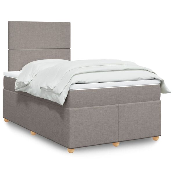vidaXL Κρεβάτι Boxspring με Στρώμα Taupe 120x190 εκ. Υφασμάτινο