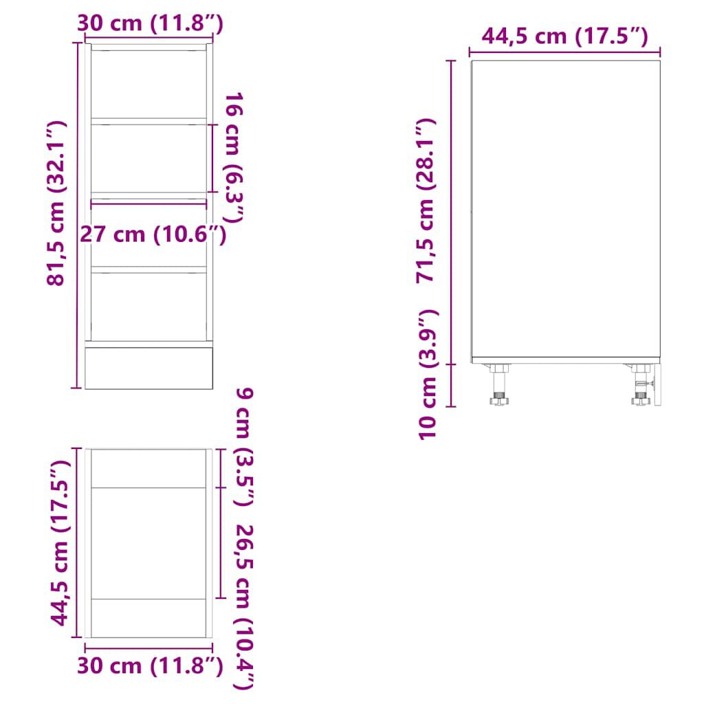 vidaXL Κάτω ντουλάπι Riga καπνιστή δρυς 30x44,5x81,5 cm