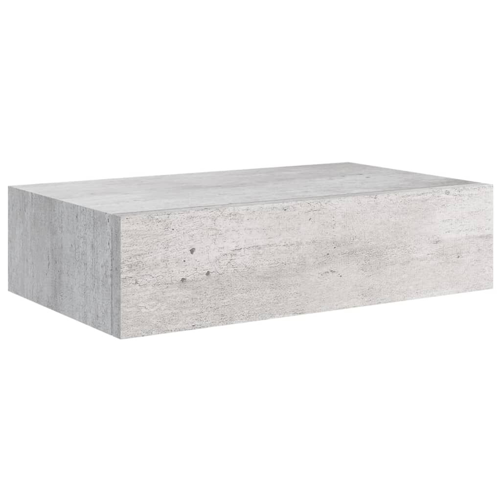 vidaXL Ράφι Επιτοίχιο με Συρτάρι Γκρι Σκυρ. 40 x 23,5 x 10 εκ. από MDF