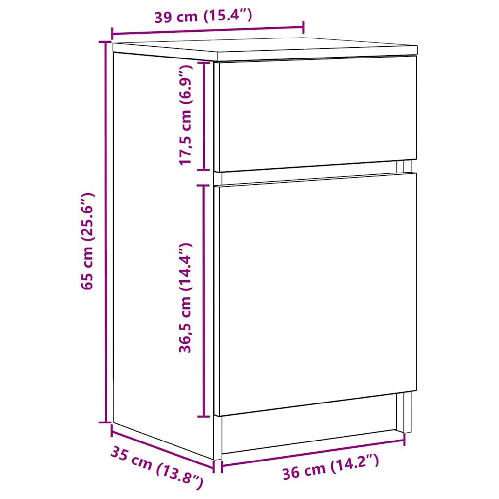 vidaXL Κομοδίνο Γκρι Sonoma 39x35x65 εκ. από Επεξεργασμένο Ξύλο
