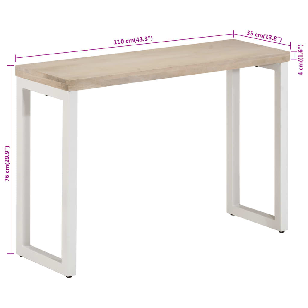 vidaXL Τραπέζι Κονσόλα Καφέ 110x35x76 εκ. από Μασίφ Ξύλο Μάνγκο/Σίδερο