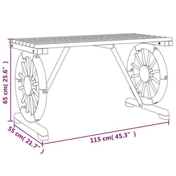 vidaXL Τραπέζι Κήπου 115 x 55 x 65 εκ. από Μασίφ Ξύλο Ελάτης