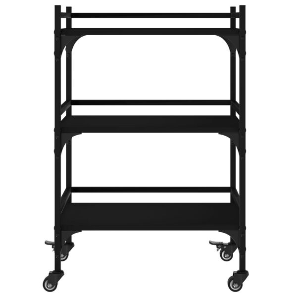 vidaXL Τρόλεϊ Κουζίνας Μαύρο 50x35x75,5 εκ. από Επεξεργασμένο Ξύλο