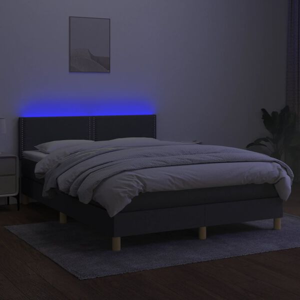 vidaXL &Kappa;&rho;&epsilon;&beta;ά&tau;&iota; Boxspring &mu;&epsilon; &Sigma;&tau;&rho;ώ&mu;&alpha; & LED &Sigma;&kappa;.&Gamma;&kappa;&rho;&iota; 140x200 &epsilon;&kappa; &Upsilon;&phi;&alpha;&sigma;&mu;ά&tau;&iota;&nu;&omicron;