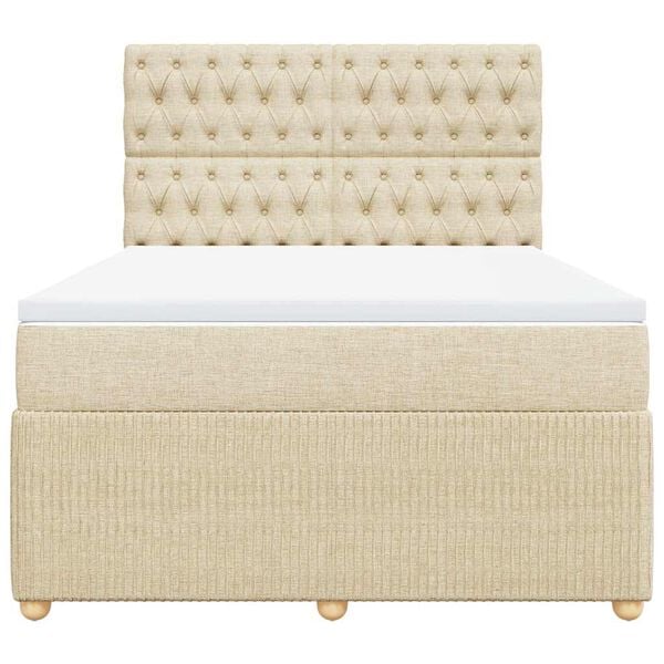 vidaXL &Kappa;&rho;&epsilon;&beta;ά&tau;&iota; Boxspring &mu;&epsilon; &Sigma;&tau;&rho;ώ&mu;&alpha; &Kappa;&rho;&epsilon;&mu; 140x200 &epsilon;&kappa;. &Upsilon;&phi;&alpha;&sigma;&mu;ά&tau;&iota;&nu;&omicron;