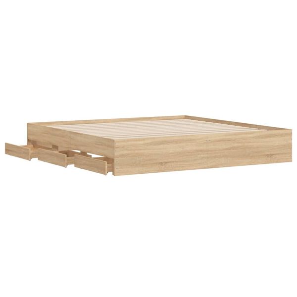 vidaXL Πλαίσιο Κρεβατιού με συρτάρια Sonoma Δρυς 200x200εκ. Επεξ. Ξύλο