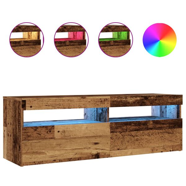 vidaXL Έπιπλο Τηλεόρασης LED Όψη Παλαιού Ξύλου 120x35x40 εκ.Επεξ. Ξύλο
