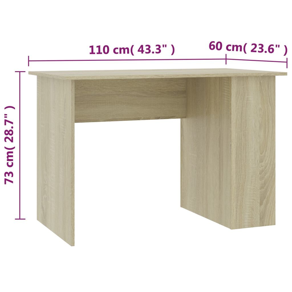 vidaXL Γραφείο Χρώμα Sonoma Δρυς 110 x 60 x 73 εκ. από Μοριοσανίδα