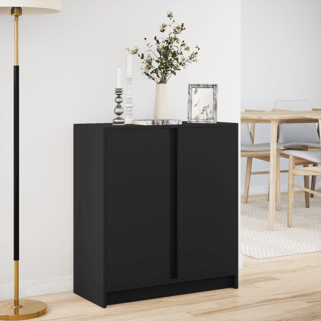 vidaXL Ντουλάπι με Φώτα LED Μαύρη 77x34x85 εκ. Επεξεργασμένο Ξύλο