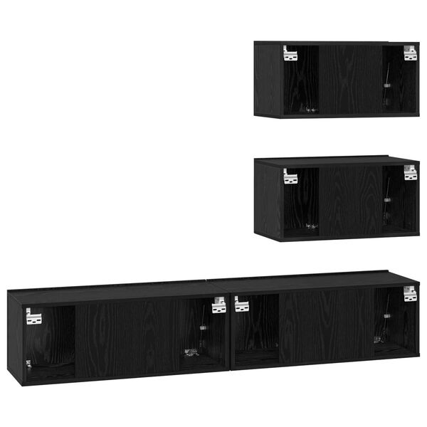 vidaXL Σέτ Ντουλάπας Τηλεόρασης 4 pcs Μαύρη Δρυς 80 x 30 x 30 εκ.