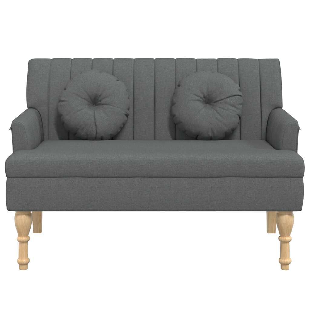 vidaXL Παγκάκι Σκούρο Γκρι 113x64,5x75,5 εκ. Υφασμάτινο με Μαξιλάρια