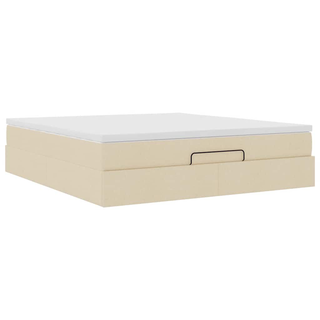 vidaXL Οθωμανικό κρεβάτι με στρώμα Cream 180x200cm ύφασμα