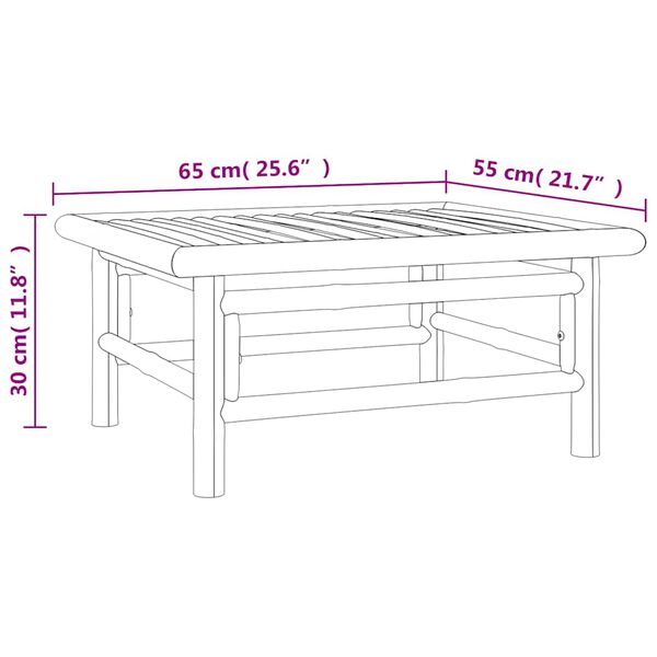 vidaXL Τραπεζάκι Κήπου 65 x 55 x 30 εκ. από Μπαμπού