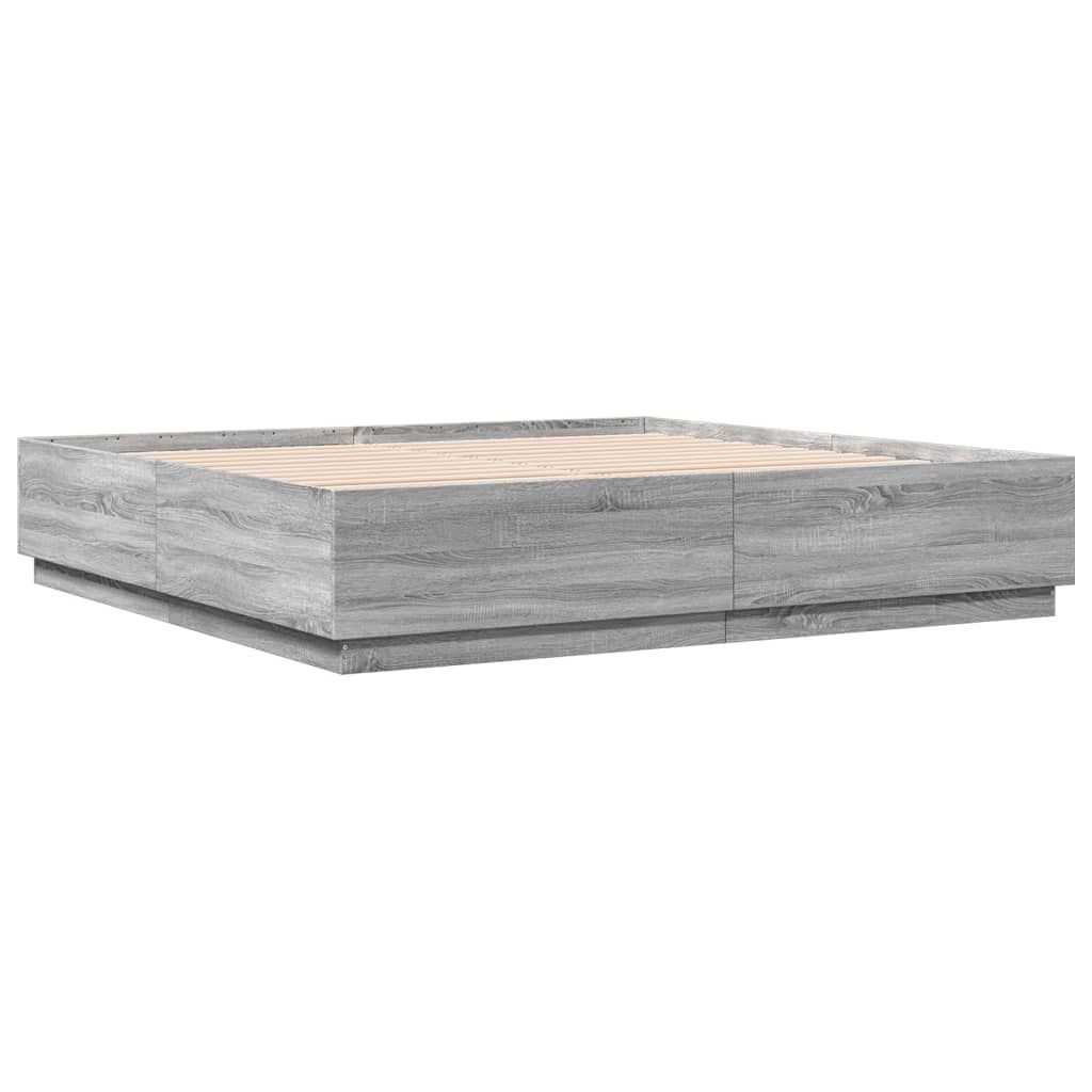 vidaXL Πλαίσιο Κρεβατιού με LED Γκρι sonoma 180x200εκ. Επεξ. Ξύλο