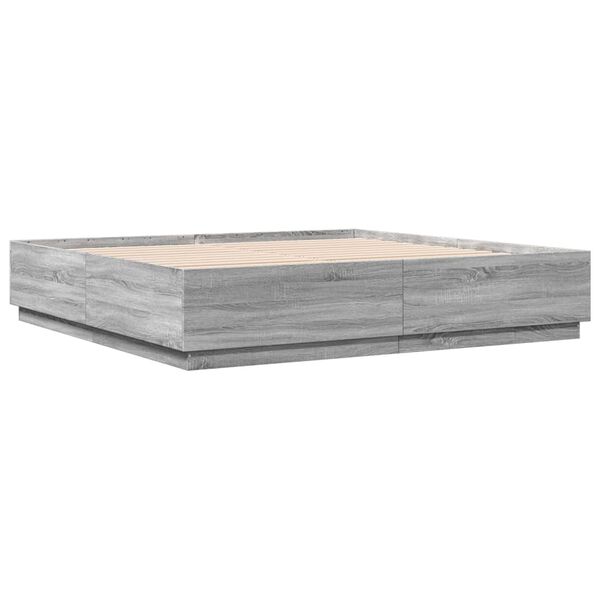 vidaXL Πλαίσιο Κρεβατιού με LED Γκρι sonoma 180x200εκ. Επεξ. Ξύλο