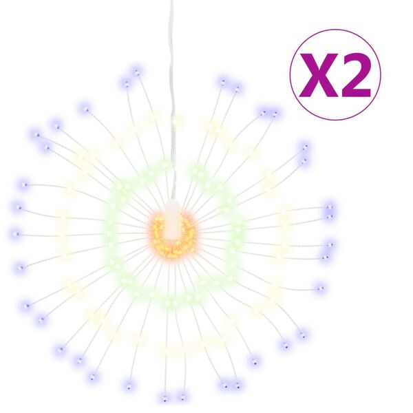 vidaXL Φωτάκια Χριστουγεννιάτικα 2 τεμ. 140 LED Πολύχρωμα 17 εκ.
