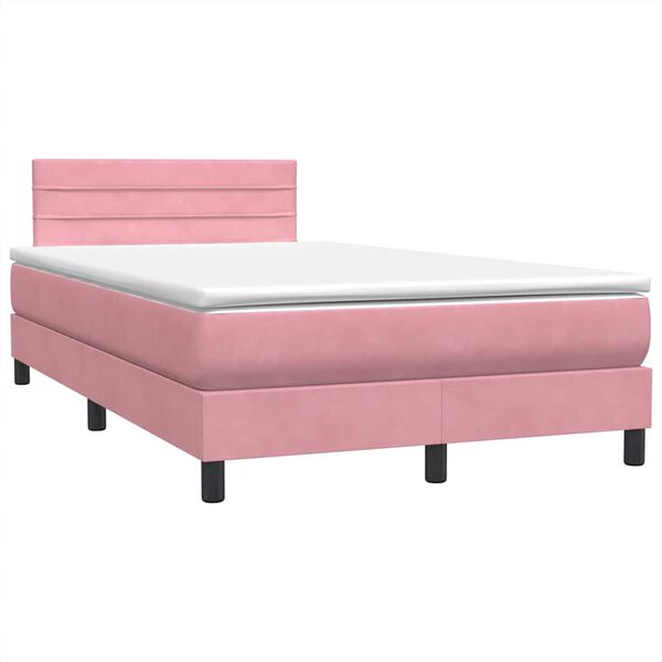 vidaXL Box Spring κρεβάτι με στρώμα ροζ 120x220 cm Βελούδινο