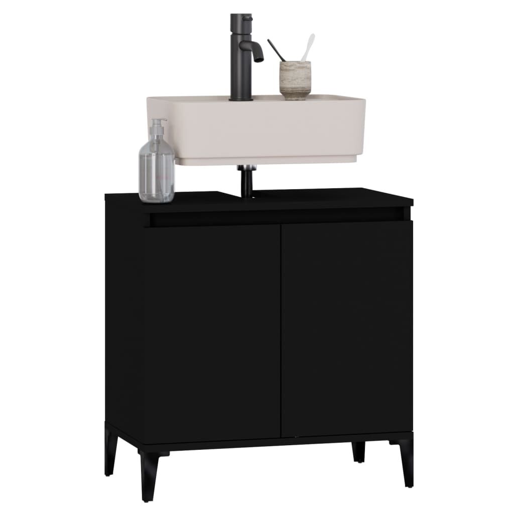 vidaXL Ντουλάπι Νιπτήρα Μαύρο 58x33x60 εκ. Επεξεργασμένο Ξύλο
