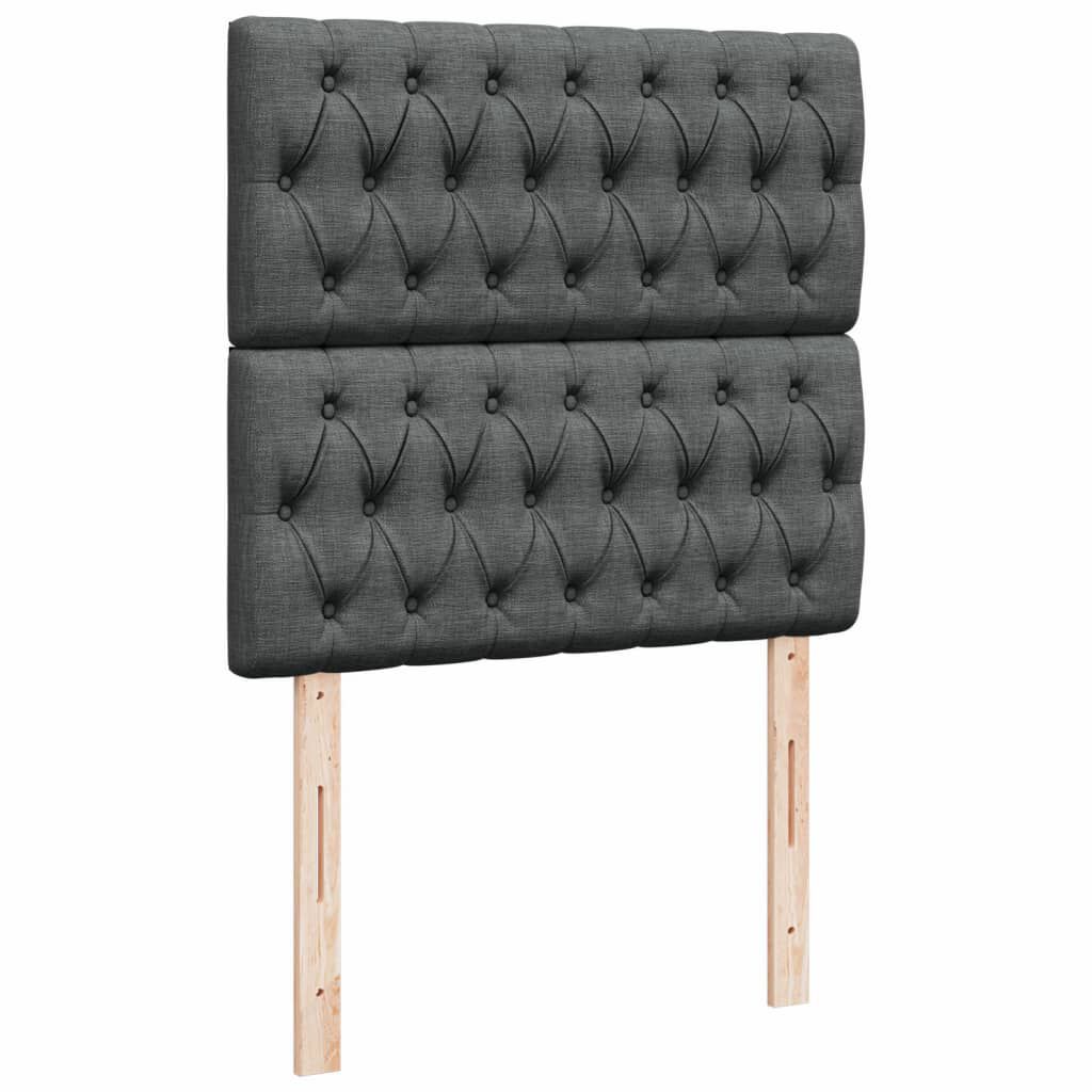 vidaXL Κρεβάτι Boxspring με Στρώμα Σκούρο Γκρι 90x190 εκ. Υφασμάτινο