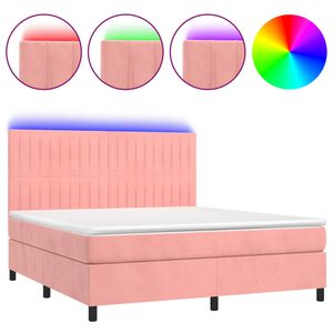 vidaXL &Kappa;&rho;&epsilon;&beta;ά&tau;&iota; Boxspring &mu;&epsilon; &Sigma;&tau;&rho;ώ&mu;&alpha; & LED &Rho;&omicron;&zeta; 160x200 &epsilon;&kappa;. &Beta;&epsilon;&lambda;&omicron;ύ&delta;&iota;&nu;&omicron;