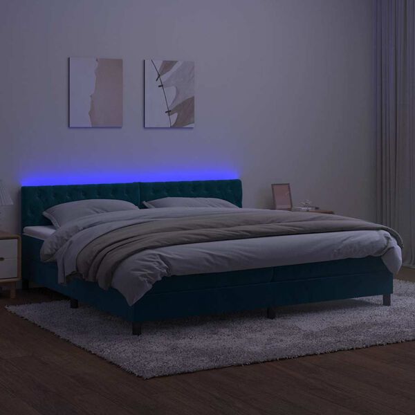 vidaXL &Kappa;&rho;&epsilon;&beta;ά&tau;&iota; Boxspring &mu;&epsilon; &Sigma;&tau;&rho;ώ&mu;&alpha; & LED &Sigma;&kappa;. &Mu;&pi;&lambda;&epsilon; 200x200&epsilon;&kappa;. &Beta;&epsilon;&lambda;&omicron;ύ&delta;&iota;&nu;&omicron;