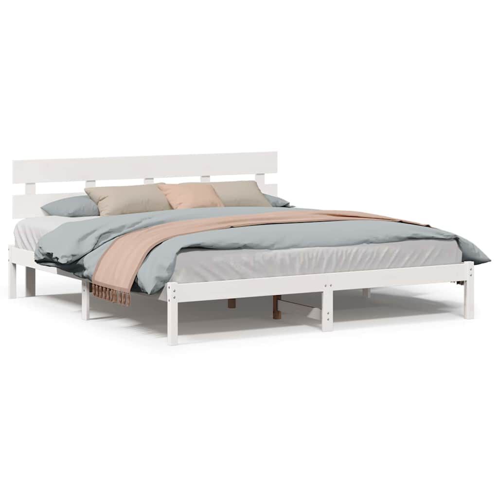 vidaXL Σκελετός Κρεβατιού Λευκό 180 x 200 cm Μασίφ ξύλο πεύκου