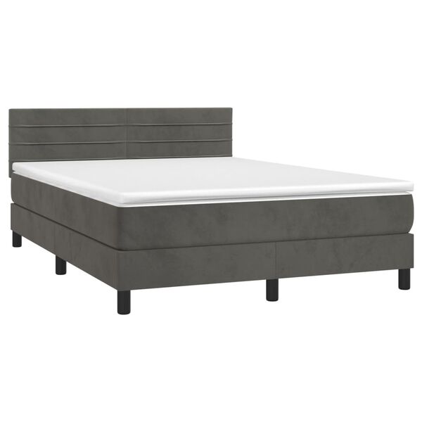 vidaXL &Kappa;&rho;&epsilon;&beta;ά&tau;&iota; Boxspring &mu;&epsilon; &Sigma;&tau;&rho;ώ&mu;&alpha; & LED &Sigma;&kappa;. &Gamma;&kappa;&rho;&iota; 140x190&epsilon;&kappa;. &Beta;&epsilon;&lambda;&omicron;ύ&delta;&iota;&nu;&omicron;