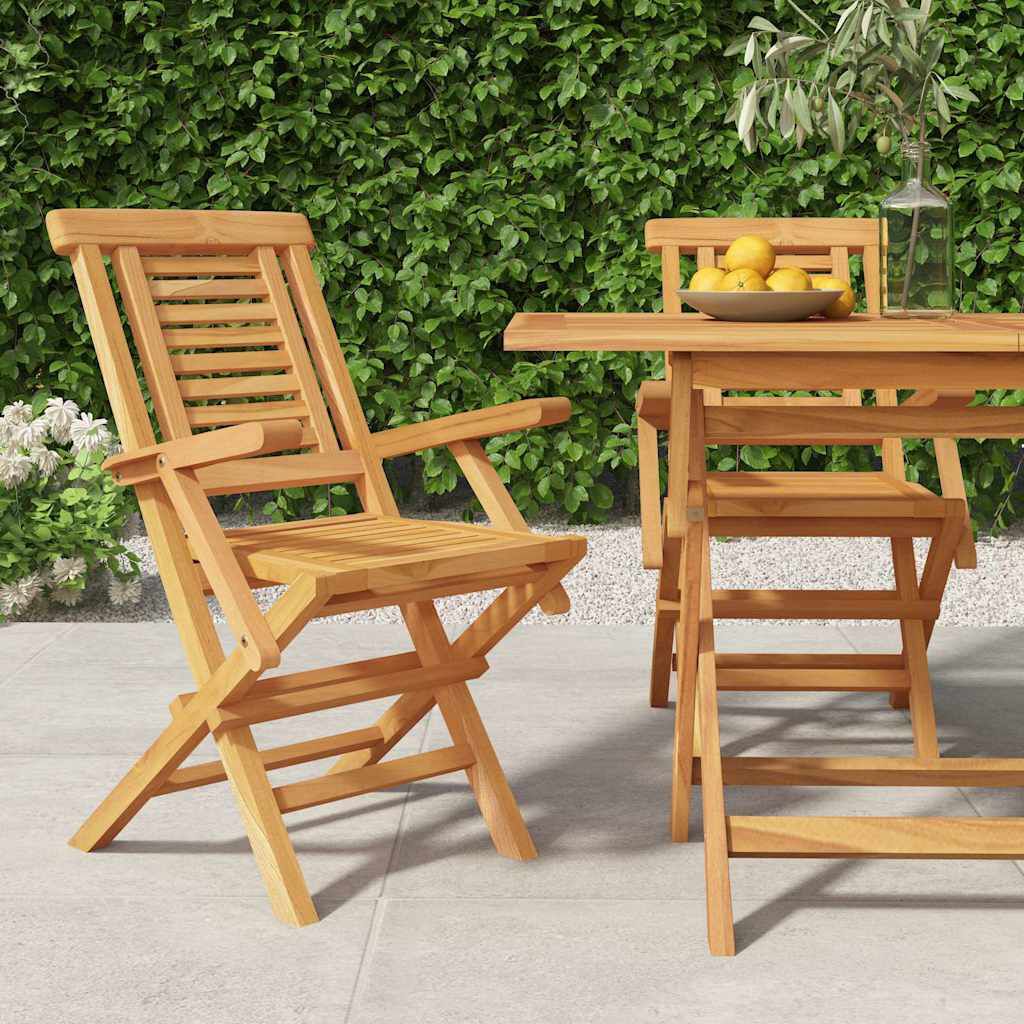 vidaXL Καρέκλες Κήπου Πτυσσόμενες 2 τεμ. 56x63x90 εκ. Μασίφ Ξύλο Teak