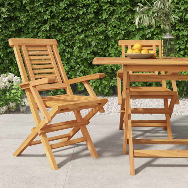 vidaXL Καρέκλες Κήπου Πτυσσόμενες 2 τεμ. 56x63x90 εκ. Μασίφ Ξύλο Teak