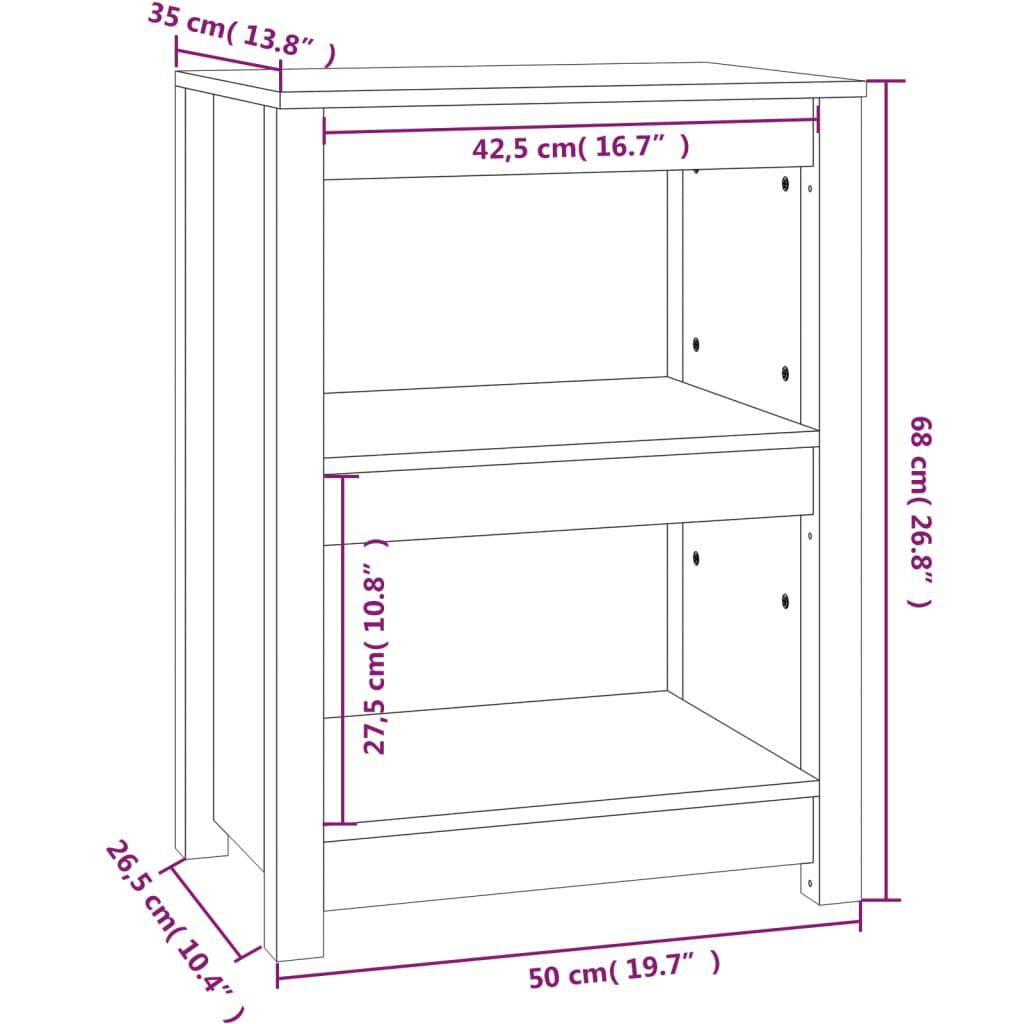 vidaXL Βιβλιοθήκη Μελί 50 x 35 x 68 εκ. από Μασίφ Ξύλο Πεύκου