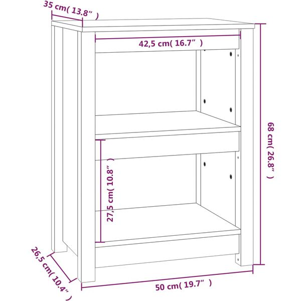 vidaXL Βιβλιοθήκη Μελί 50 x 35 x 68 εκ. από Μασίφ Ξύλο Πεύκου