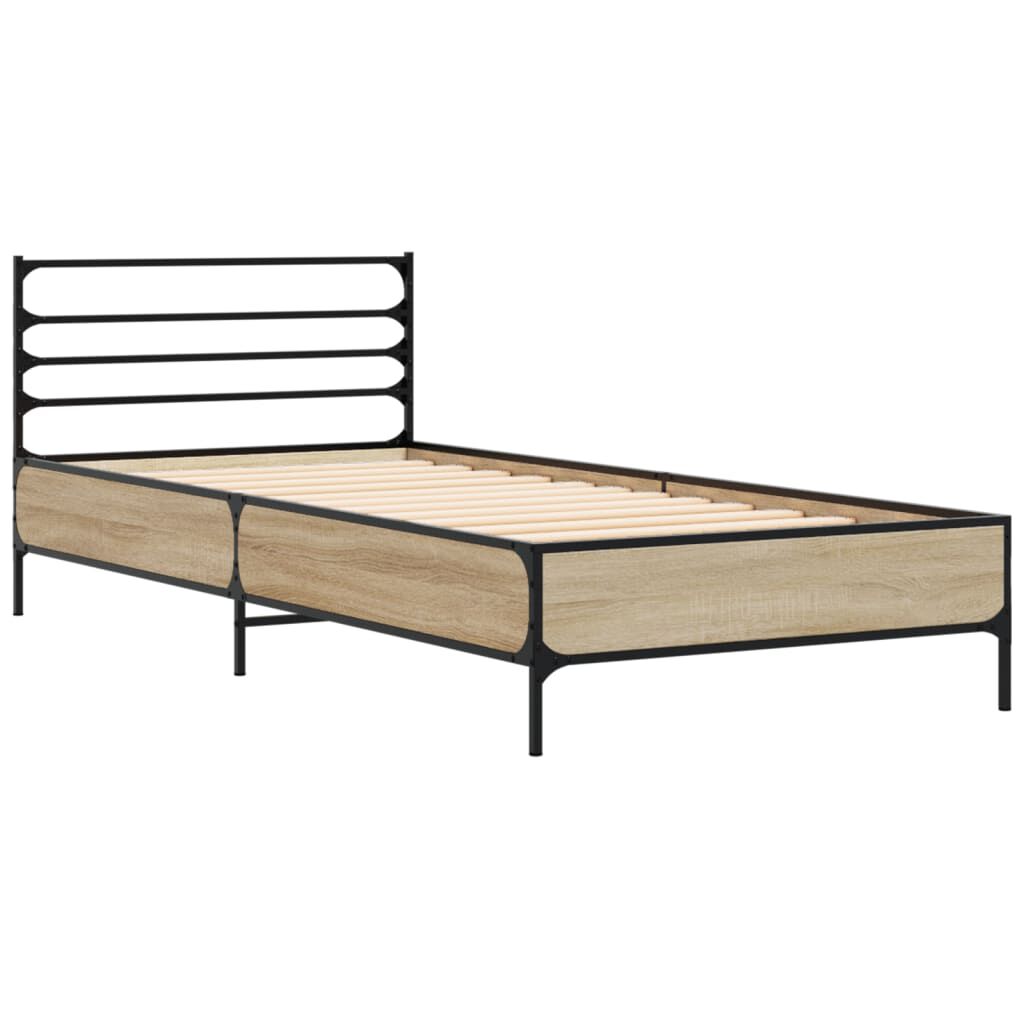 vidaXL Πλαίσιο Κρεβατιού Sonoma Δρυς 100x200 εκ. Επεξ. Ξύλο & Μέταλλο