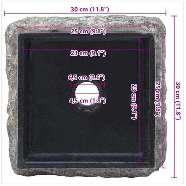 vidaXL Νιπτήρας Μαύρος 30 x 30 x 13 εκ. Μαρμάρινος