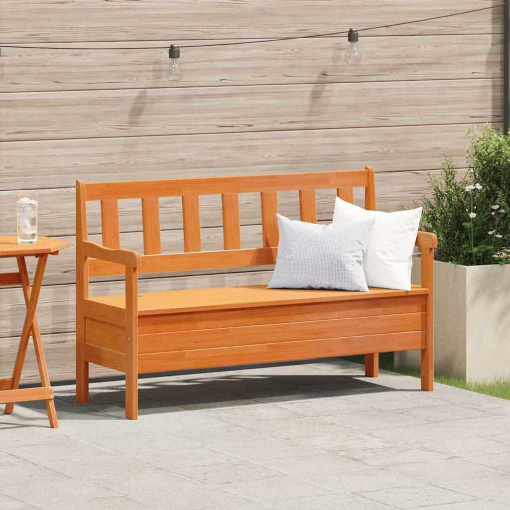 vidaXL Εξωτερικός πάγκος Καφέ 119 x 76 x 44εκ. Μασίφ ξύλο πεύκου