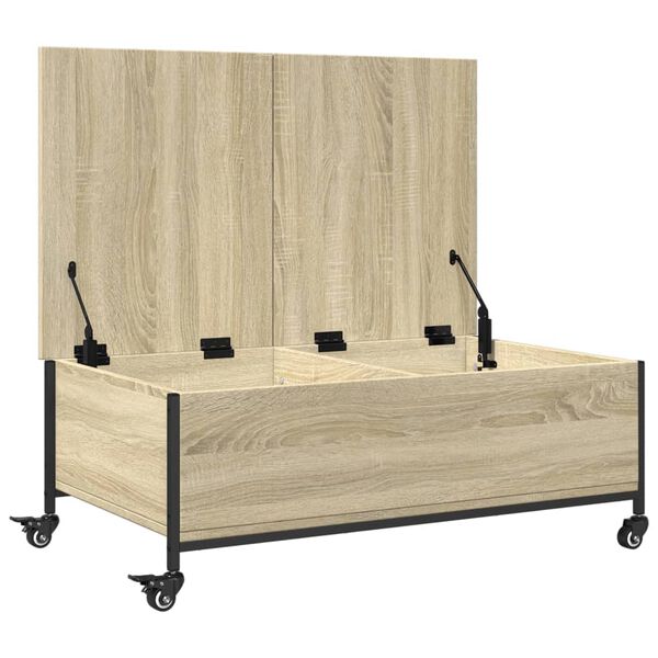 vidaXL Τραπεζάκι Σαλονιού Ροδάκια Sonoma Δρυς 91x55x34 εκ. Επεξ. Ξύλο