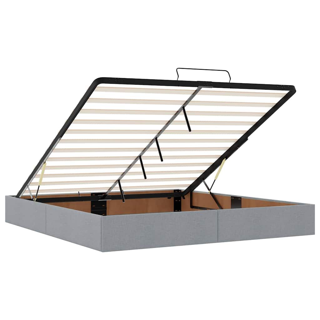 vidaXL Οθωμανικό κρεβάτι με στρώμα&LEDs Ανοιχτό γκρι 180x200cm ύφασμα