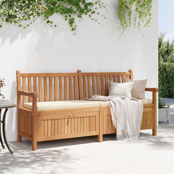 vidaXL Πάγκος Αποθήκευσης Κήπου Καφέ 228 x 60 x 90 εκ Μασίφ ξύλο teak