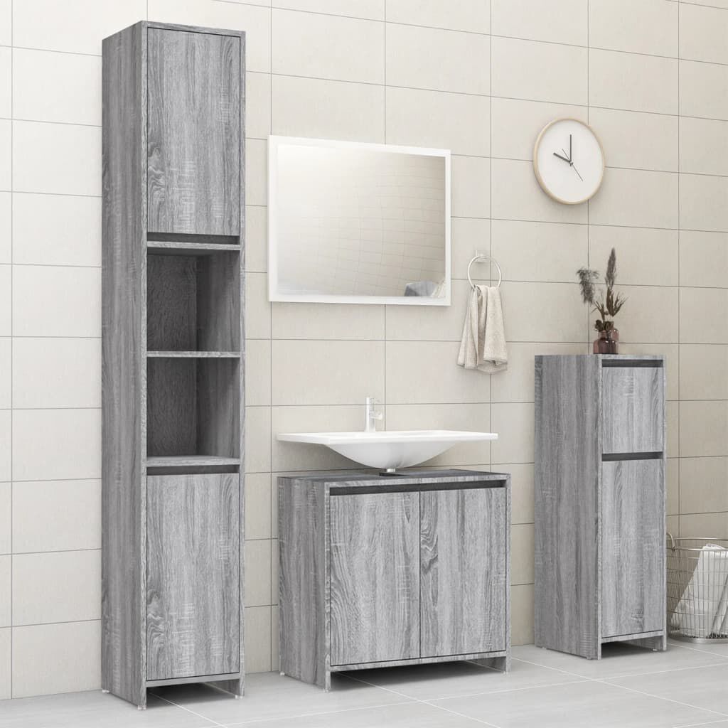 vidaXL Ντουλάπι Μπάνιου Γκρι Sonoma 30x30x95 εκ. Επεξεργασμένο Ξύλο