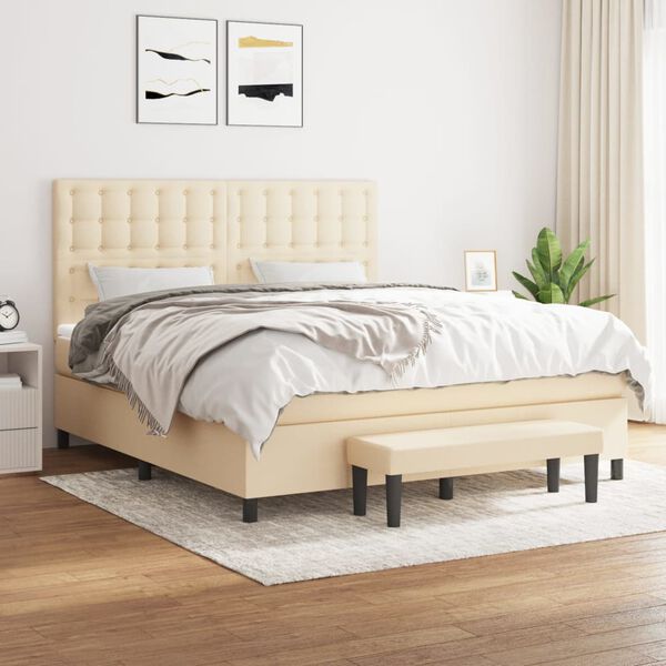 vidaXL &Kappa;&rho;&epsilon;&beta;ά&tau;&iota; Boxspring &mu;&epsilon; &Sigma;&tau;&rho;ώ&mu;&alpha; &Kappa;&rho;&epsilon;&mu; 180x200 &epsilon;&kappa;. &Upsilon;&phi;&alpha;&sigma;&mu;ά&tau;&iota;&nu;&omicron;