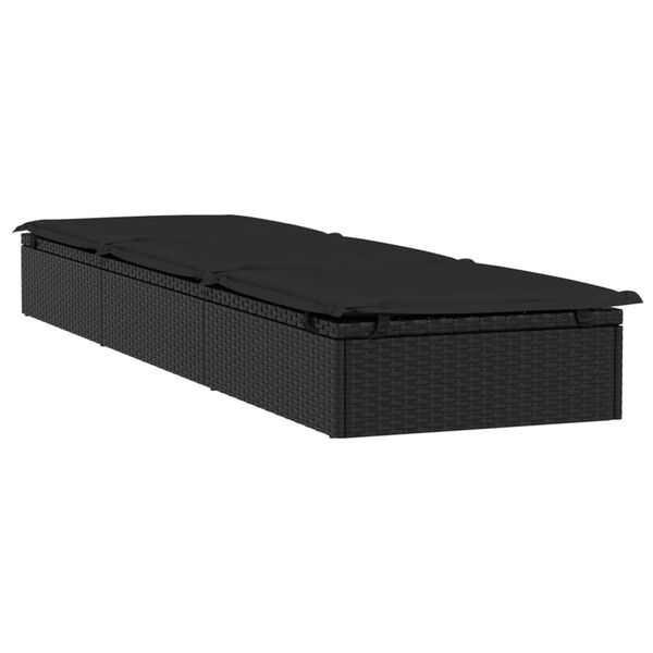 vidaXL Ξαπλώστρα 1 Τεμ. Μαύρη 201x55x62εκ. Συνθετικό Ρατάν με Μαξιλάρι