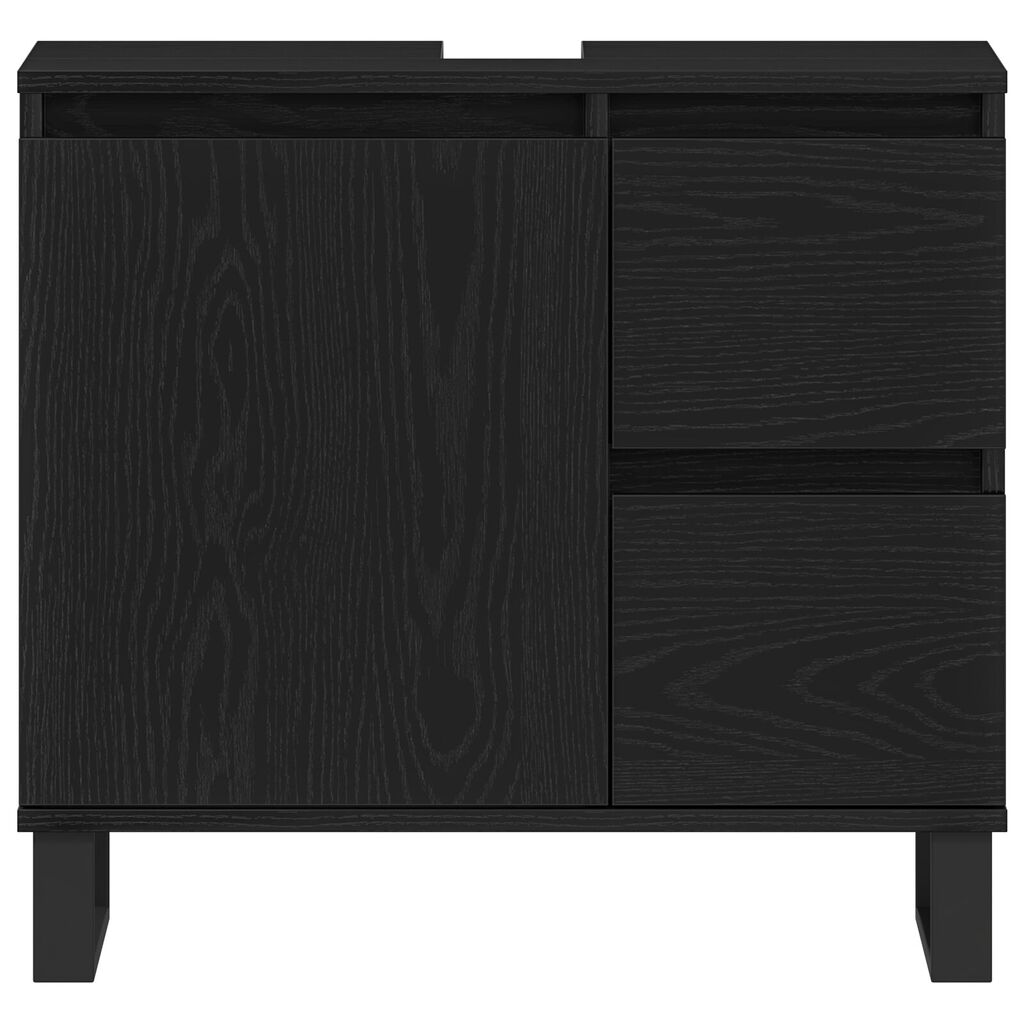 vidaXL Ντουλάπι Λεκάνης Μπάνιου Μαύρη Δρυς 65x33x60 εκ Επεξεργασμένο ξύλο