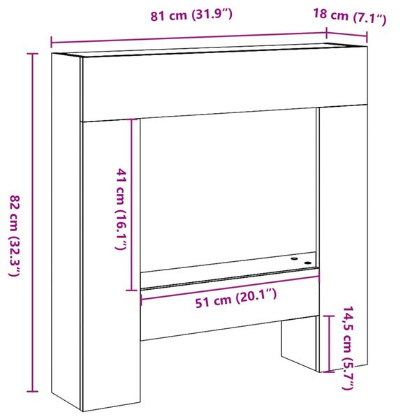 vidaXL Πλαίσιο Τζακιού Sonoma Δρυς 81x18x82 εκ. από Επεξ. Ξύλο