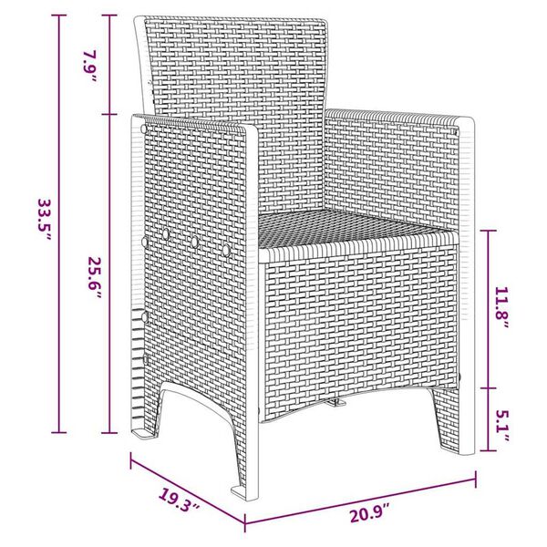 vidaXL Καρέκλα Κήπου 2 pcs Λευκό 53 x 49 x 85 εκ. PP