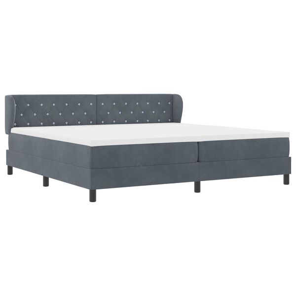 vidaXL Κρεβάτι Box Spring με Στρώμα Σκούρο Γκρι 200x200 cm Βελούδο