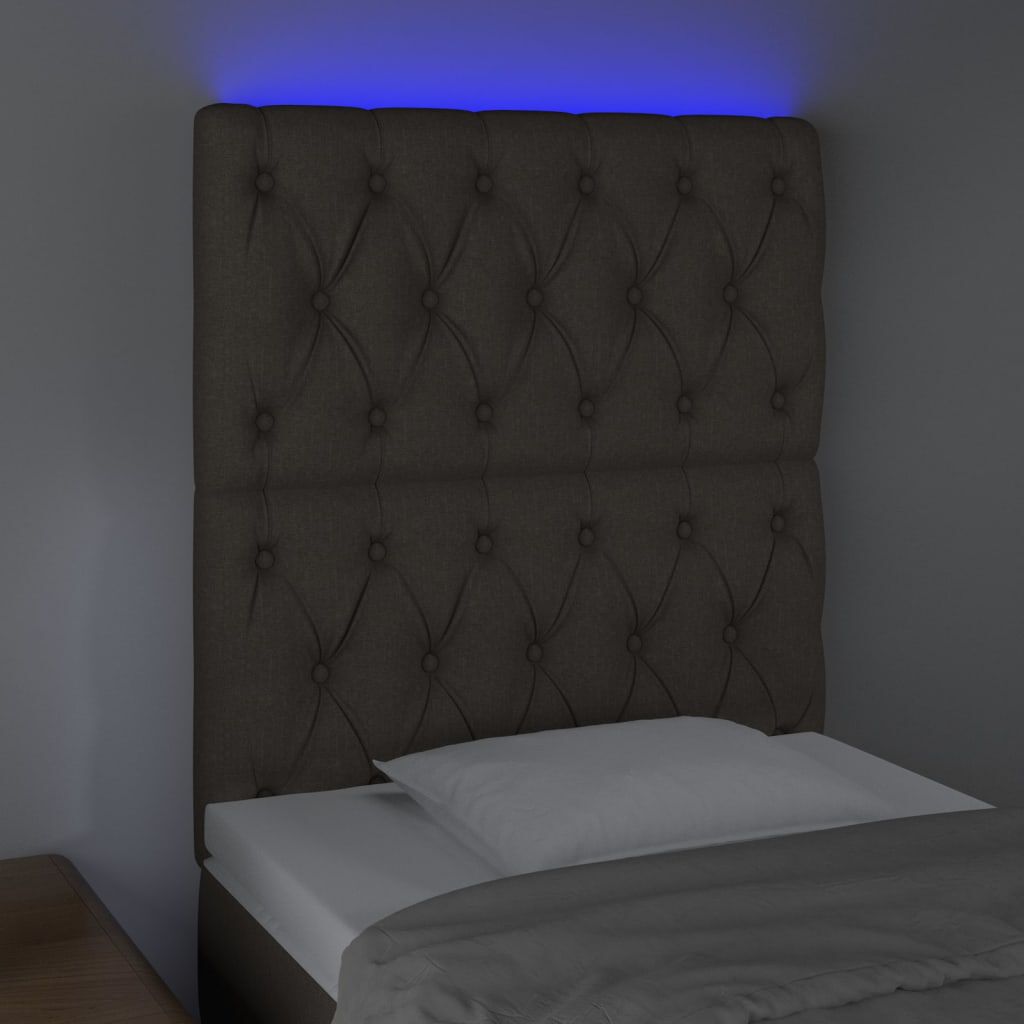 vidaXL Κεφαλάρι Κρεβατιού LED Taupe 80x7x118/128εκ. Υφασμάτινο
