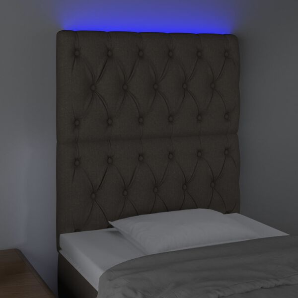 vidaXL Κεφαλάρι Κρεβατιού LED Taupe 80x7x118/128εκ. Υφασμάτινο