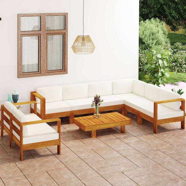 vidaXL Σετ Σαλόνι Κήπου 8 Τεμαχίων με Μαξιλάρια 100x60 εκ. από Ξύλο Ακακίας
