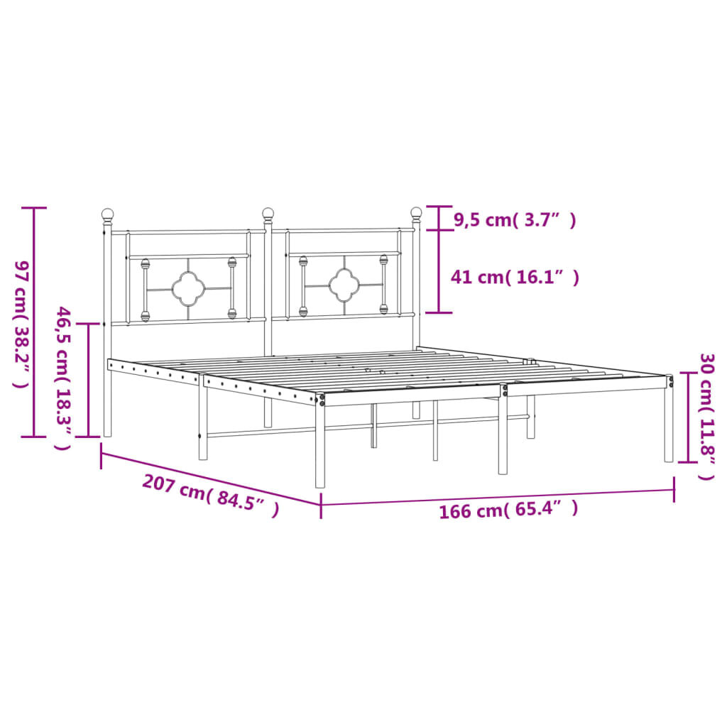 vidaXL Πλαίσιο Κρεβατιού με Κεφαλάρι Λευκό 160x200 εκ. Μεταλλικό